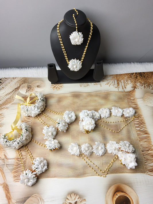 white floral Haldi jewelry