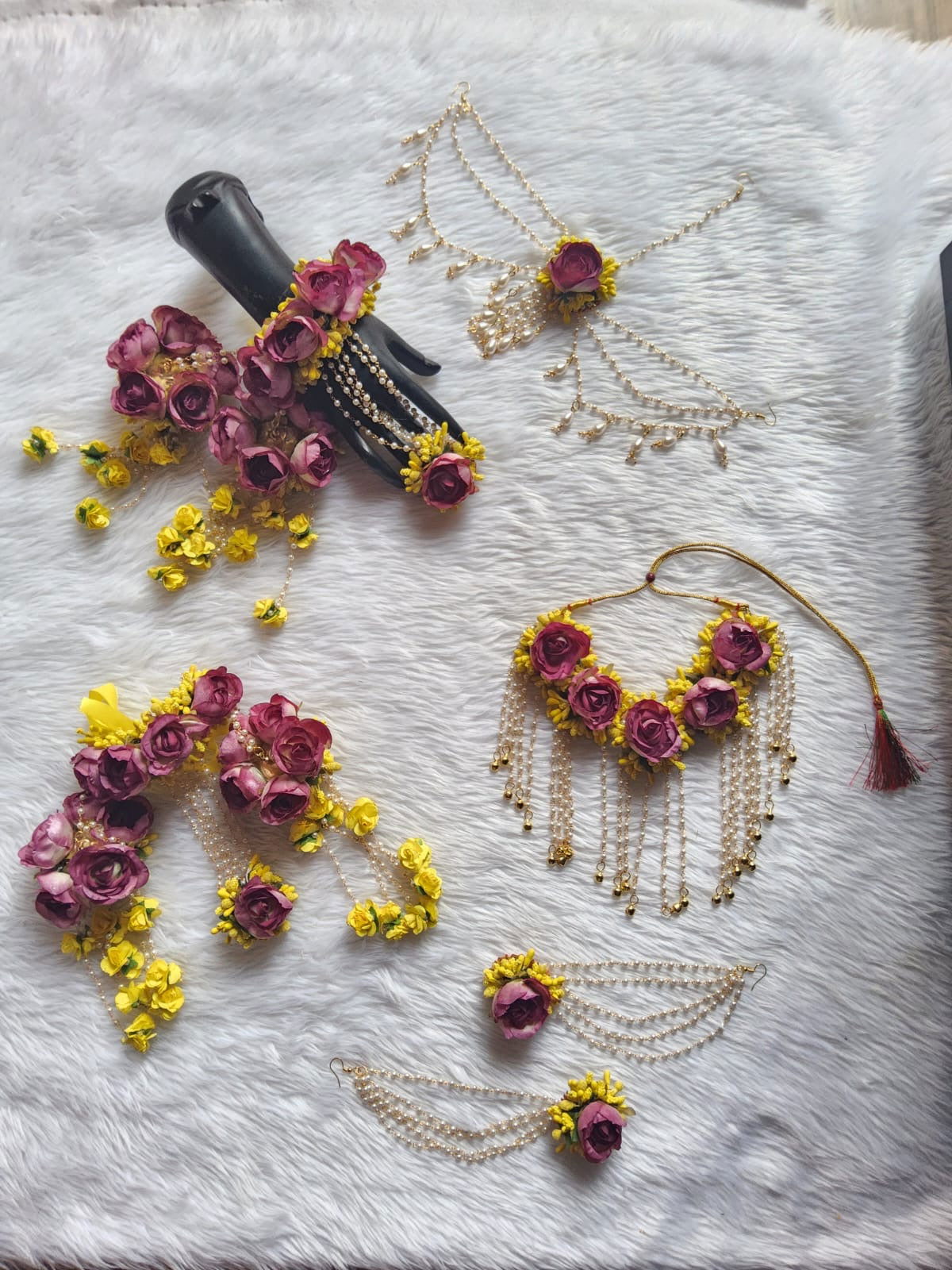 Blooming Beauties The Symbolism and Artistry of pink or brown Flower Jewelry for Haldi and Baby Showers - Saubhagyavati.in