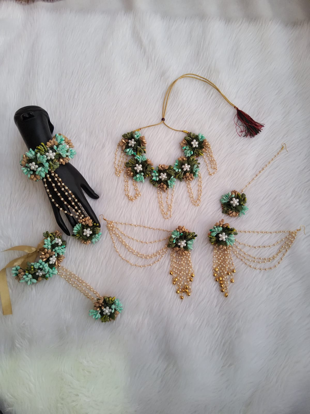 Blooming Unison: Baby Shower and Mehandi Flower Jewelry Fusion - Saubhagyavati.in