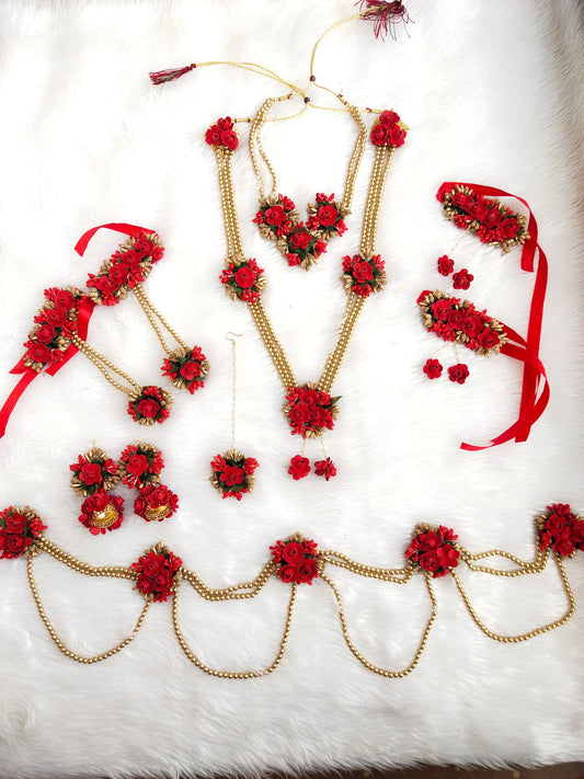 Blossoming Beauty Red Flower Jewelry for Your Baby Shower - Saubhagyavati.in