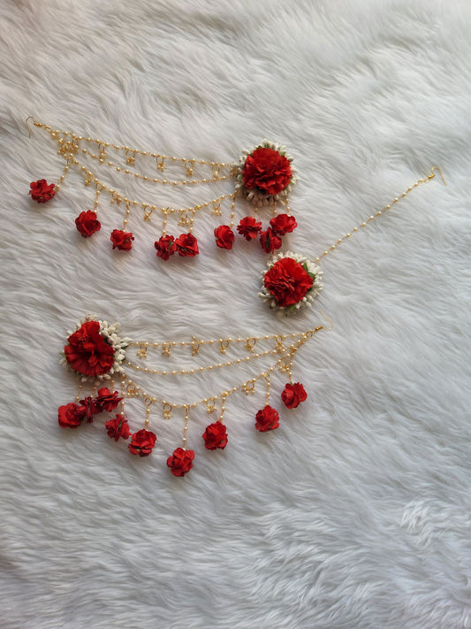 Bridal Bahubali Earring Flower Jewellery | Haldi Jewellery - Saubhagyavati.in