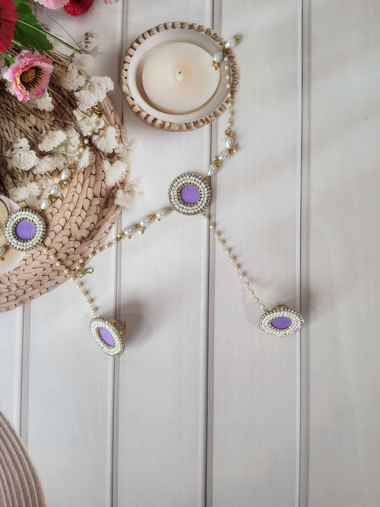 Lavender Pearl Floral Jewellery Set for Haldi, Mehendi & Baby Shower