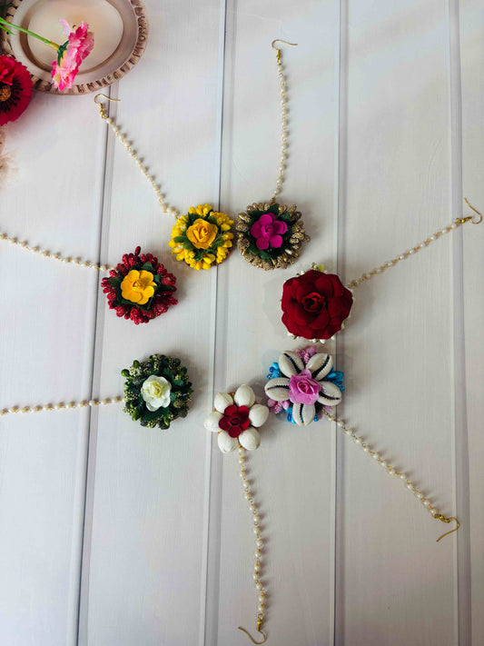 Floral Maang Tikka Collection – Handmade Maang Tikka for Haldi, Mehendi & Baby Shower