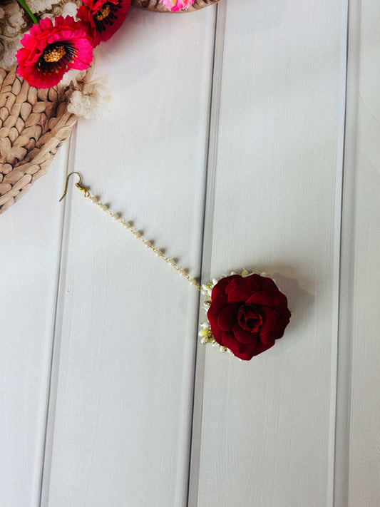 Red Rose Floral Maang Tikka