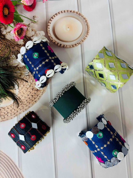 Handcrafted Colorful Gotapatti & Mirror Work Bangles – Set of 5