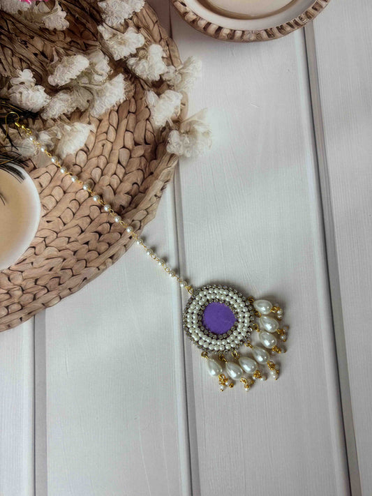Purple Pearl Beaded Maang Tikka