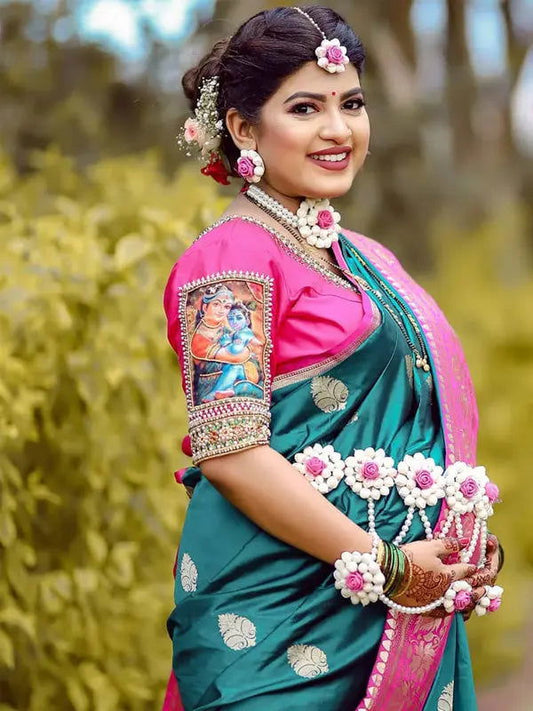 Flower Jewellery for Baby Shower and Dohale Jevan mogra kalee design - Saubhagyavati.in