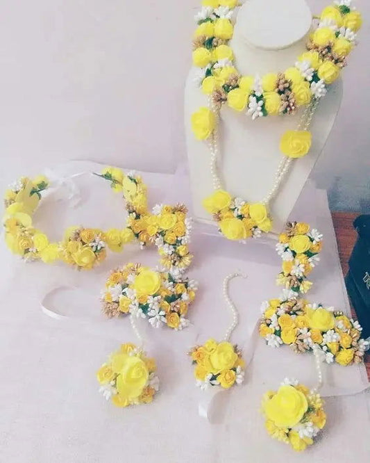 Foam Flower Haldi Jewellery Set - Saubhagyavati.in
