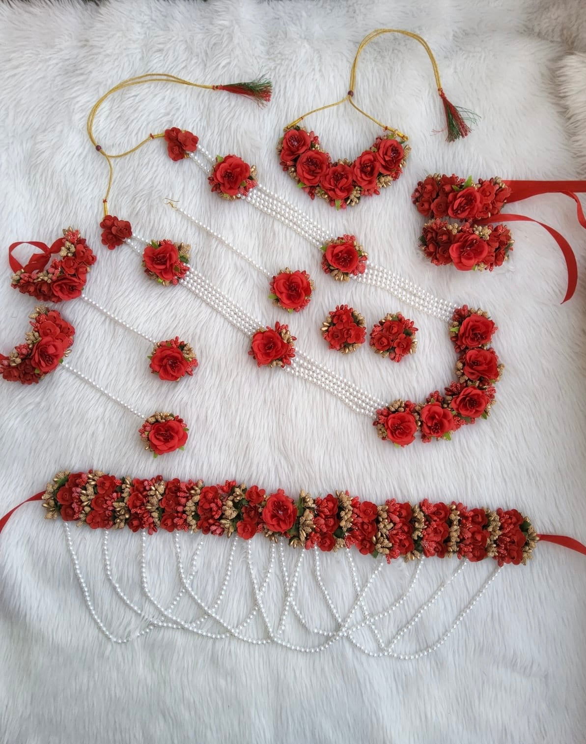 Gorgeous red colour baby shower jewellery - Saubhagyavati.in