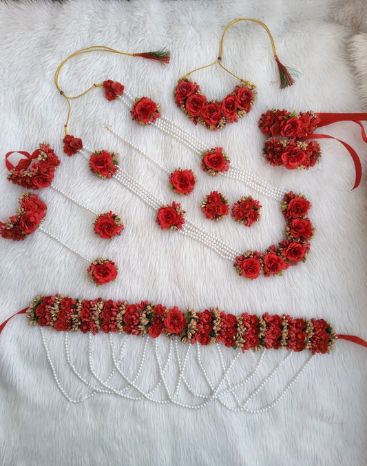 Gorgeous red colour baby shower jewellery - Saubhagyavati.in