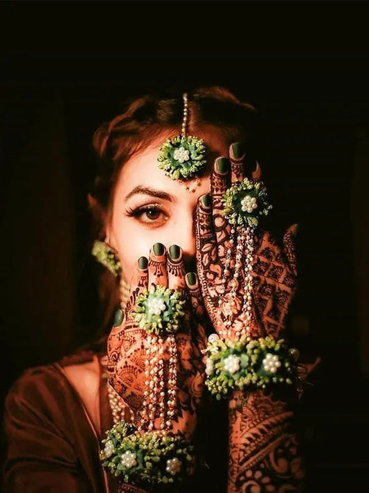 Green Color Flower Jewellery for Wedding - Saubhagyavati.in