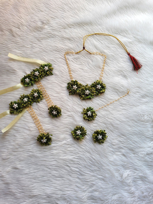 Green Color Flower Jewellery for Wedding - Saubhagyavati.in