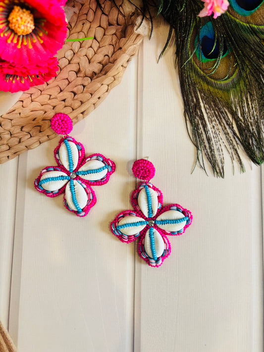 Blush Pearl Beaded Earrings – Elegant & Ethnic