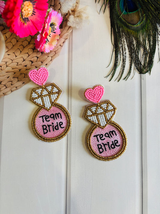 Team Bride Handmade Beaded Earrings | Bridesmaid Haldi & Mehendi Earrings