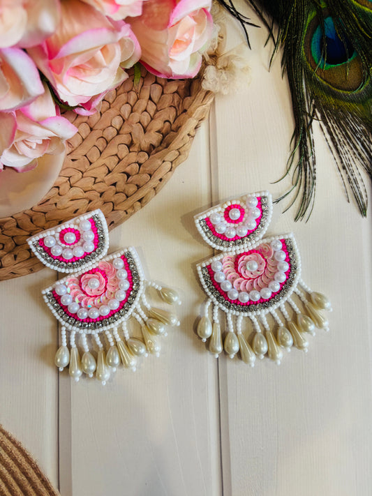 Multicolor Beaded Floral Stud Earrings – Yellow Charm