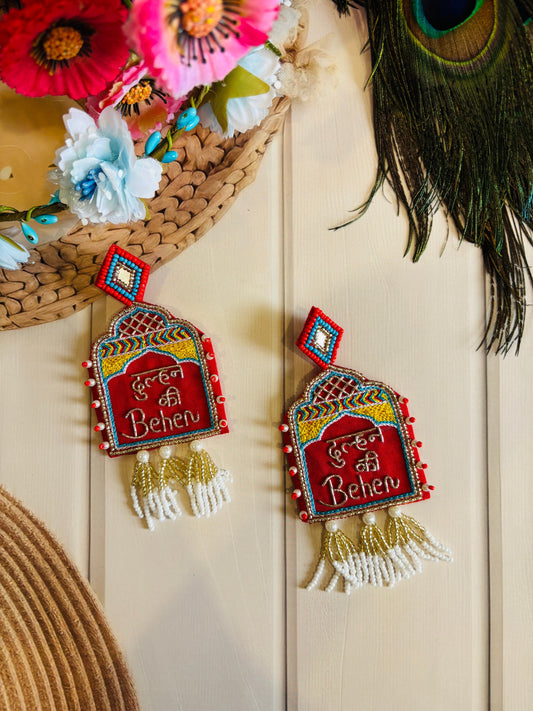 Dulhan Ki Behan Embroidered Earrings | Wedding & Haldi Earrings