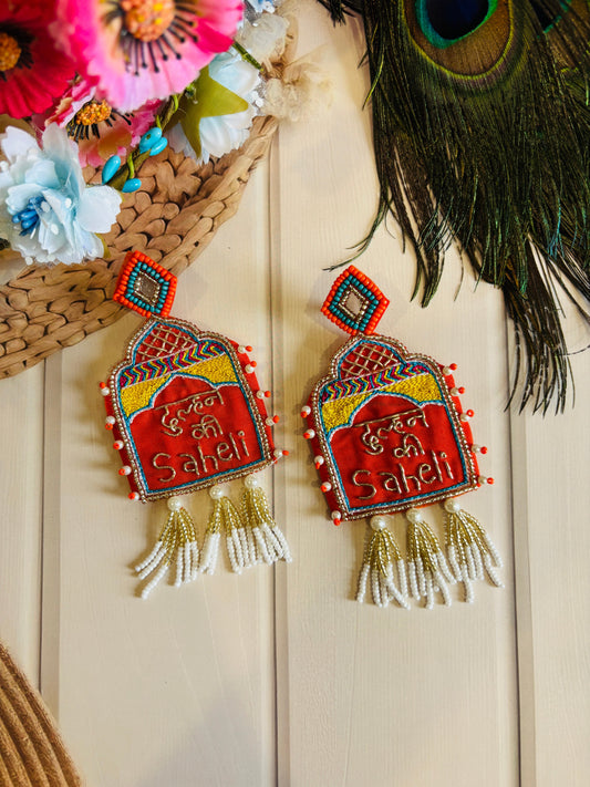 Dulhan Ki Saheli Embroidered Earrings | Wedding & Haldi Jewellery