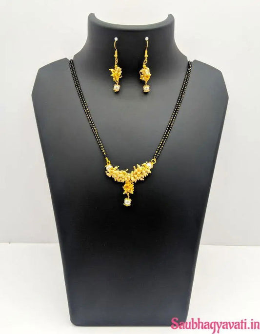 Loreal Pearl Mangalsutra with Matching Earrings - Saubhagyavati.in