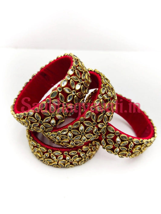 Personalized Name Silk Thread Kundan Bangles | Wedding Chuda - Saubhagyavati.in