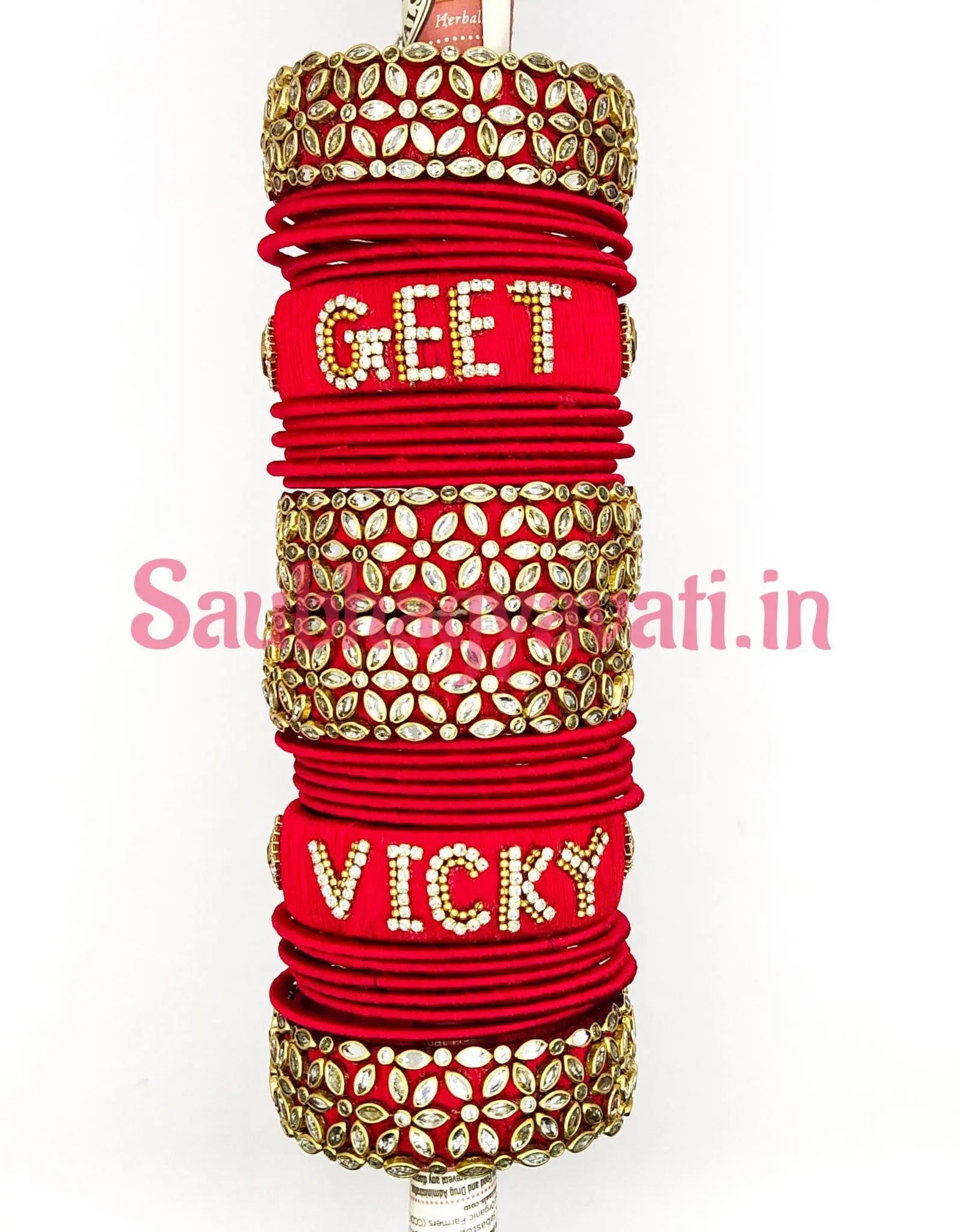 Personalized Name Silk Thread Kundan Bangles | Wedding Chuda - Saubhagyavati.in