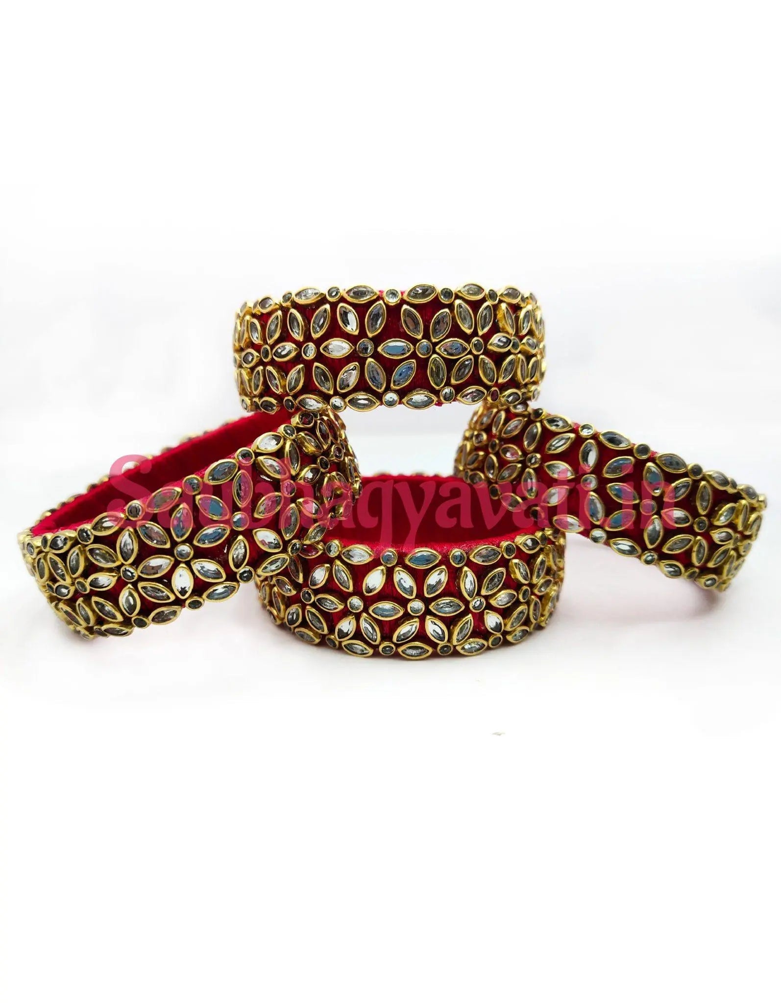 Personalized Name Silk Thread Kundan Bangles | Wedding Chuda - Saubhagyavati.in
