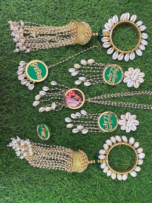 Personalized Shell Jewellery with Dulhaniya Earrings and Pendent - Saubhagyavati.in