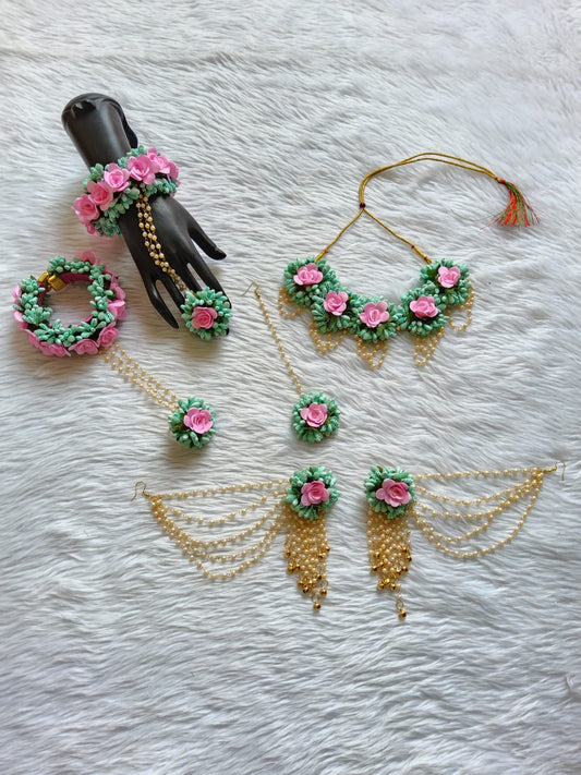 Pink Touch: Stunning Flower Jewelry for Mehandi and Baby Shower Celebration's - Saubhagyavati.in