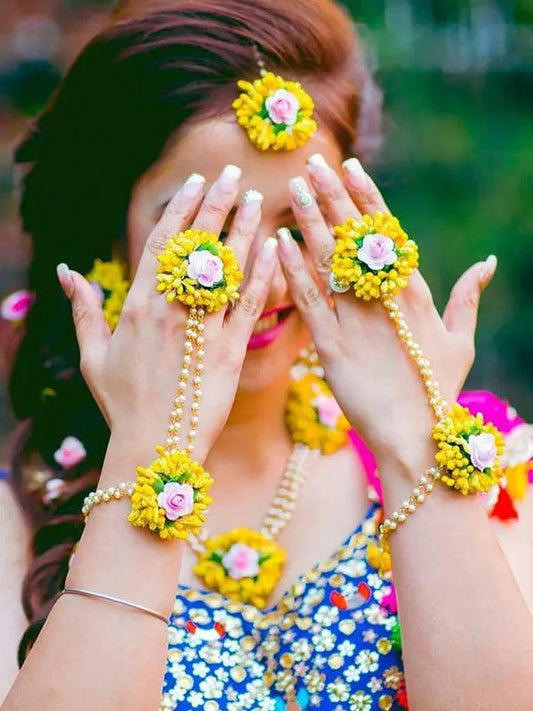 Pleasant Yellow Flower Jewellery for Haldi - Saubhagyavati.in