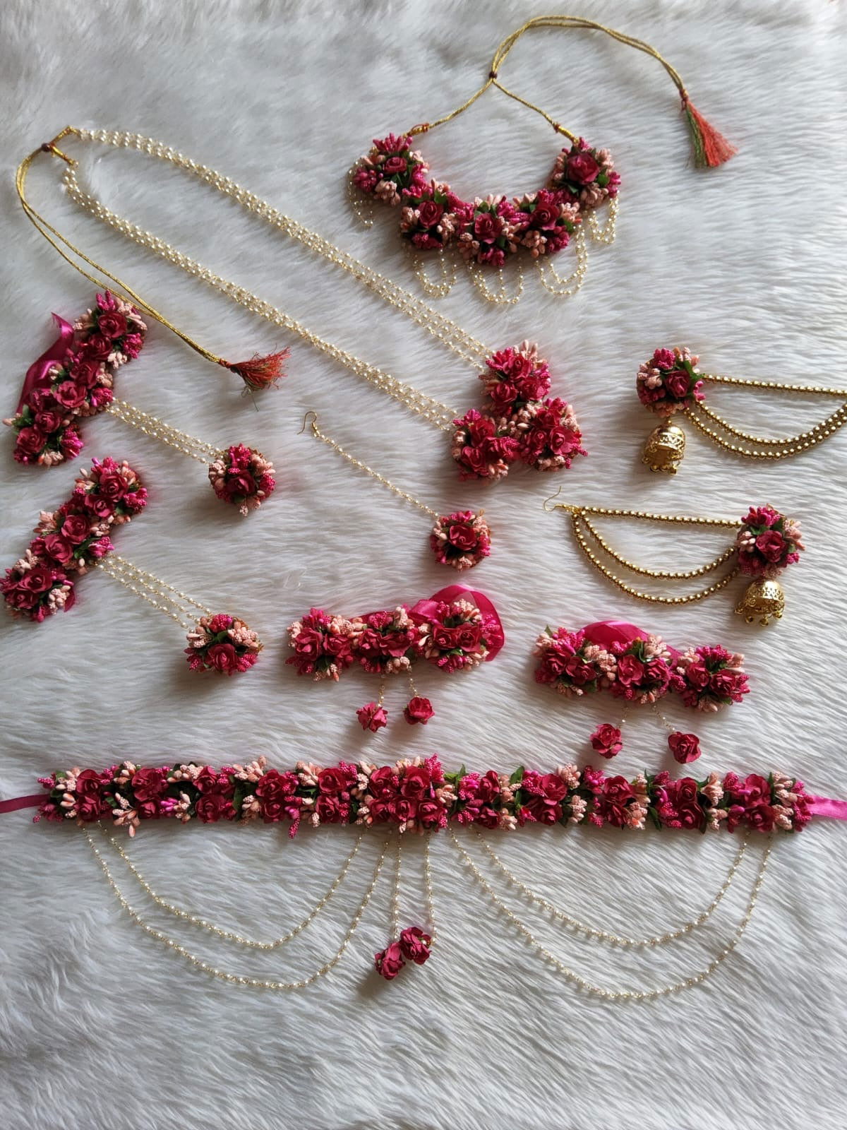 Raani pink with peach color baby shower jewellery - Saubhagyavati.in
