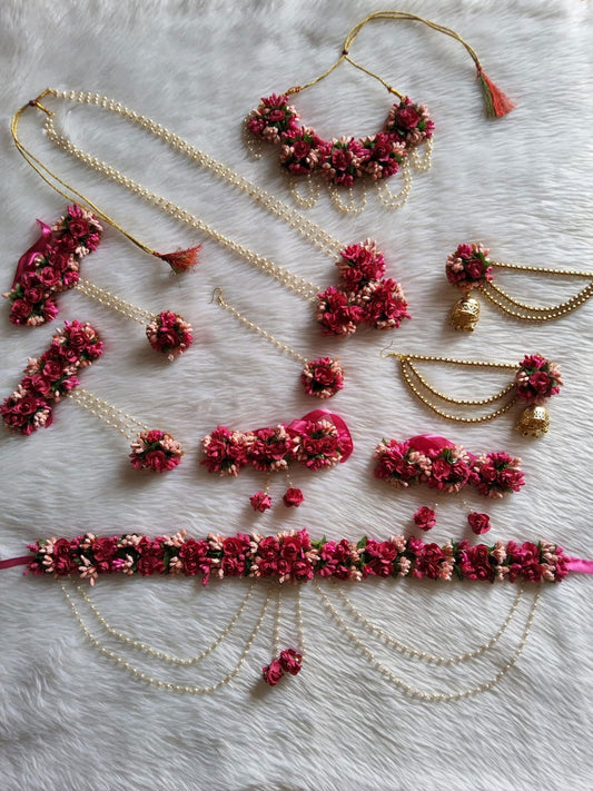 Raani pink with peach color baby shower jewellery - Saubhagyavati.in