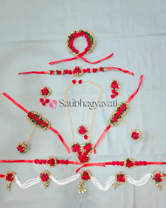 Red Flower Jewellery - Haldi & Baby Shower Jewellery - Saubhagyavati.in