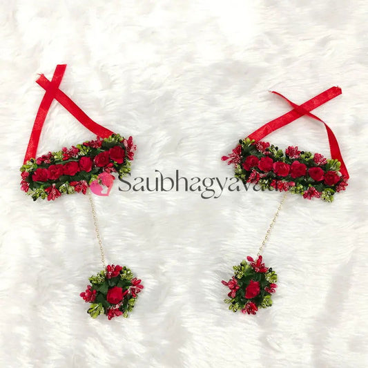 Red Flower Jewellery For Baby Shower and Dohale Jevan - Saubhagyavati.in