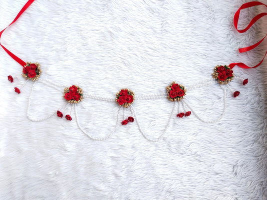 Red Flower Jewellery Set 🌸🌷 For Baby Shower and Dohale Jevan - Saubhagyavati.in