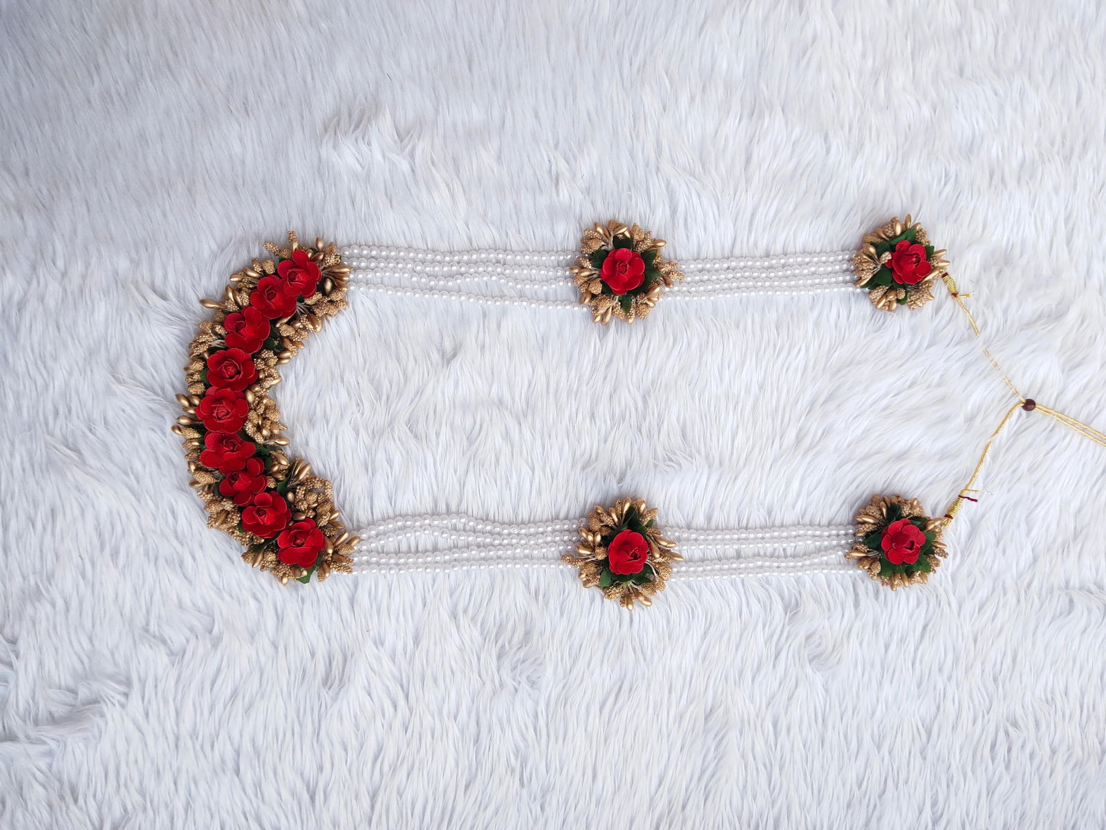Red Flower Jewellery Set 🌸🌷 For Baby Shower and Dohale Jevan - Saubhagyavati.in