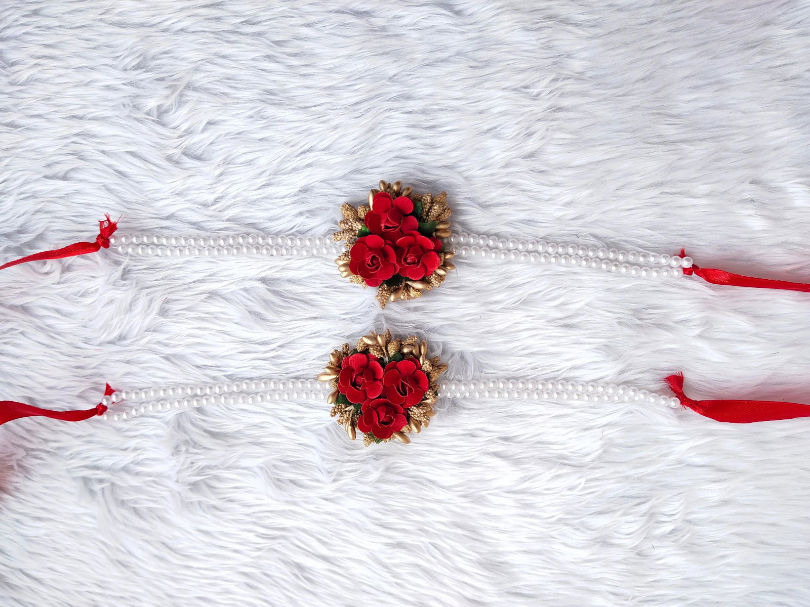 Red Flower Jewellery Set 🌸🌷 For Baby Shower and Dohale Jevan - Saubhagyavati.in