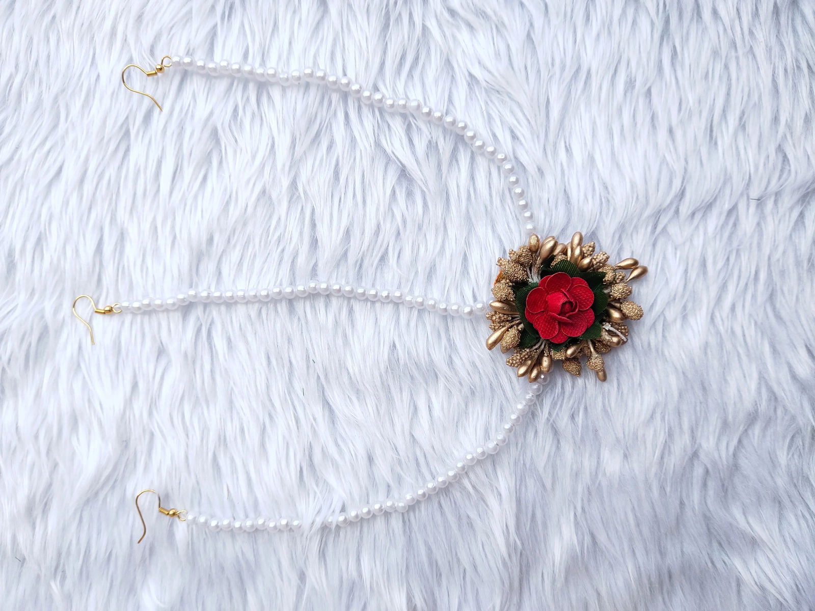 Red Flower Jewellery Set 🌸🌷 For Baby Shower and Dohale Jevan - Saubhagyavati.in