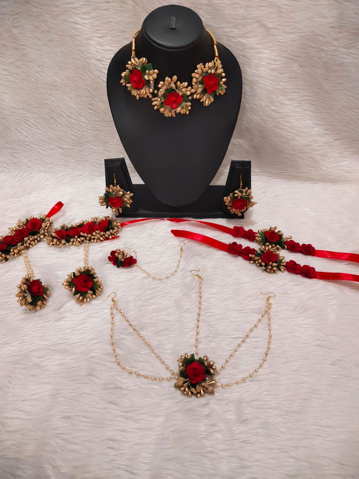 Red and golden radha set for baby girl also for baby shower - Saubhagyavati.in