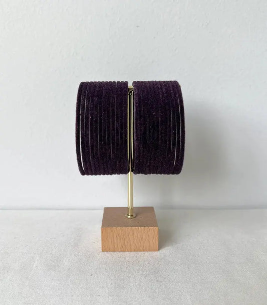 Wine Velvet Bangle Pack Of 24