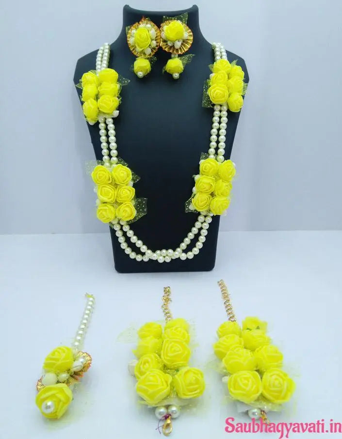 Yellow Flower jewellery Set Haldi Ceremony or Baby Shower - Saubhagyavati.in