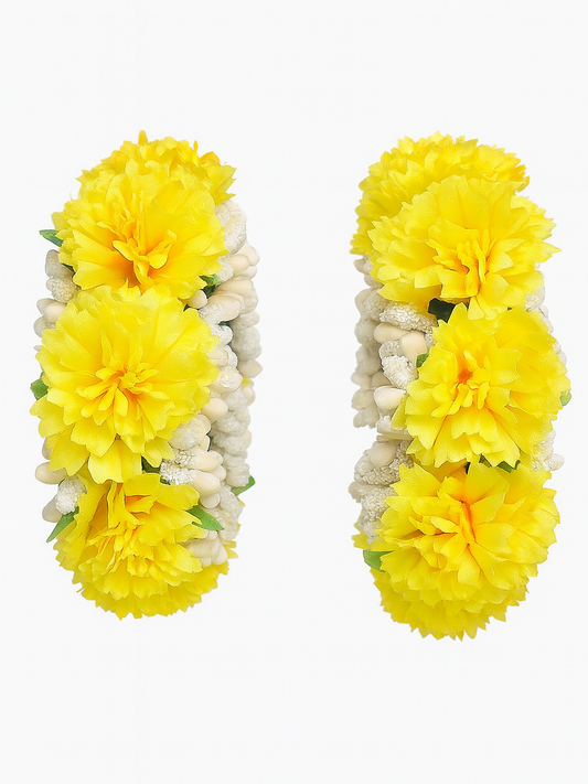 Yellow Marigold & Jasmine Floral Bangles - Haldi & Mehendi Jewellery