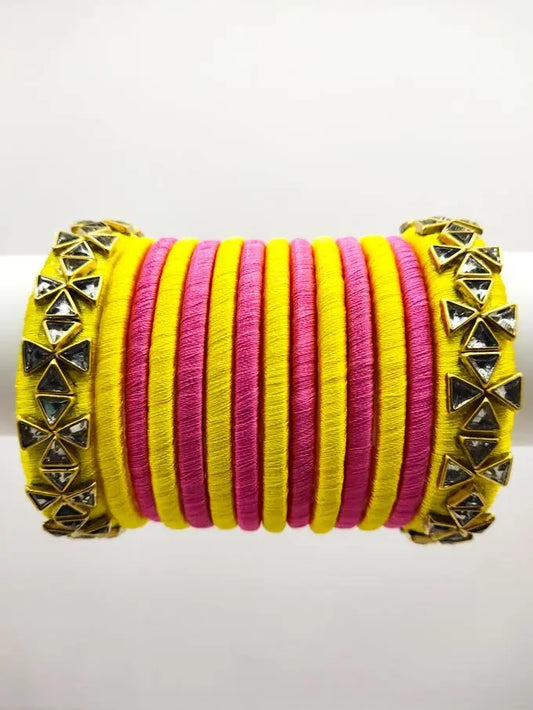 2 Colors Silk Thread Bangles for Matching Saree Saubhagyavati.in