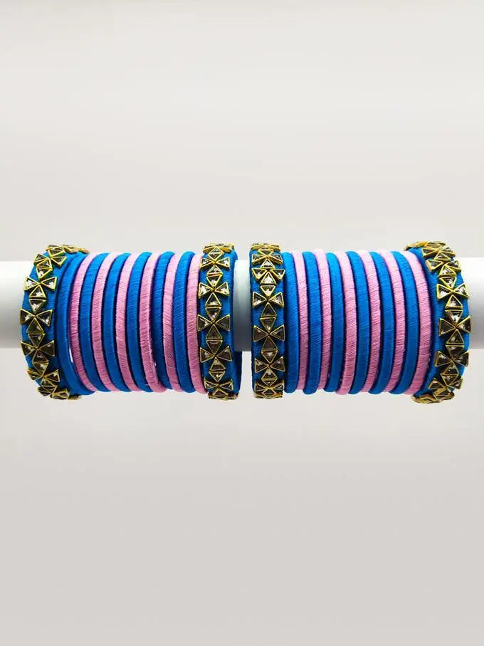 Pink and blue silk sale thread bangles