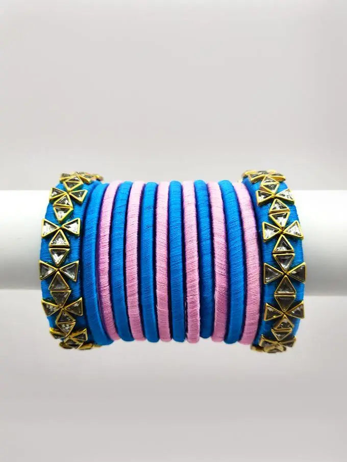 Blue silk store thread bangles