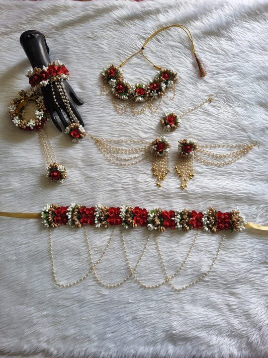 Red & Golden Floral Baby Shower Jewellery Set
