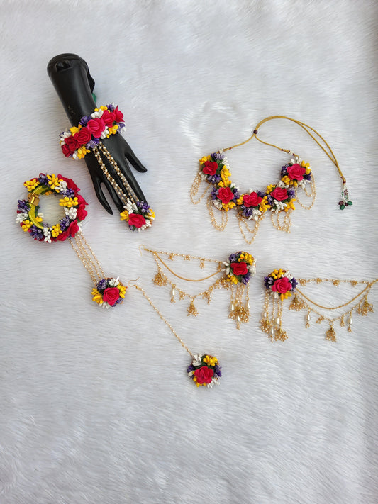Multicolor Stunning Artificial Floral Jewelry Set