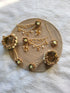 Golden & Ivory Haldi Mehndi Flower Jewellery Set with Bahubali Earrings