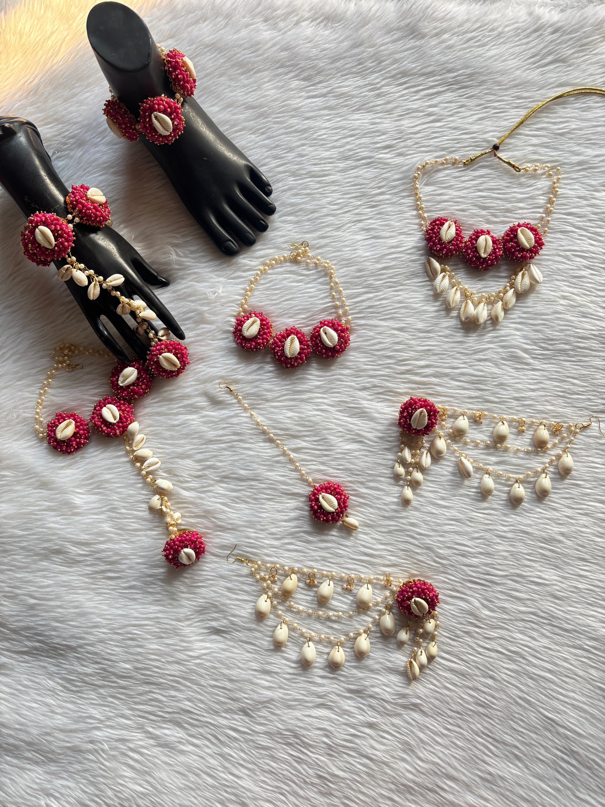 Royal Mazentha Haldi Jewellery With Pearls & Shells