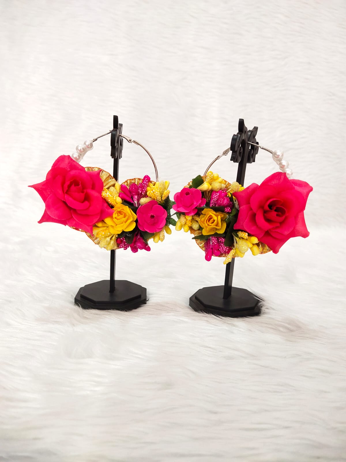 Rose flowers earrings for bride