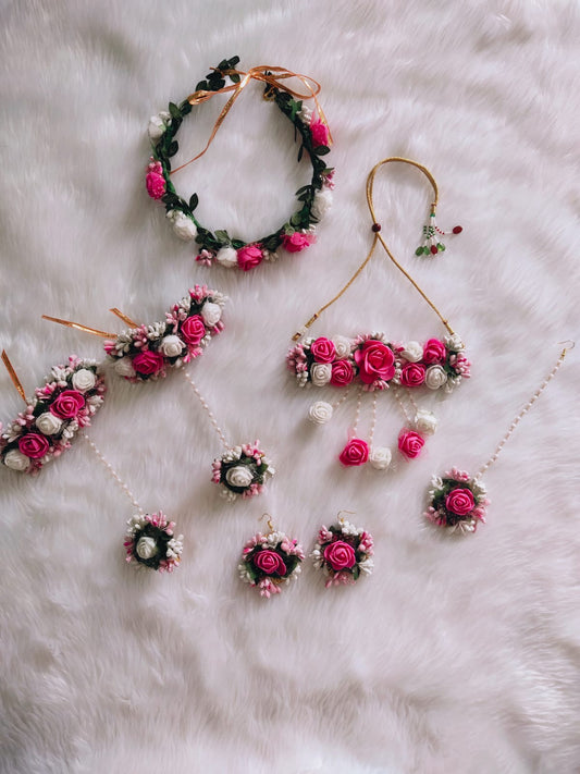 Beautiful multicoloured foam flower jewellery for haldi - Saubhagyavati.in
