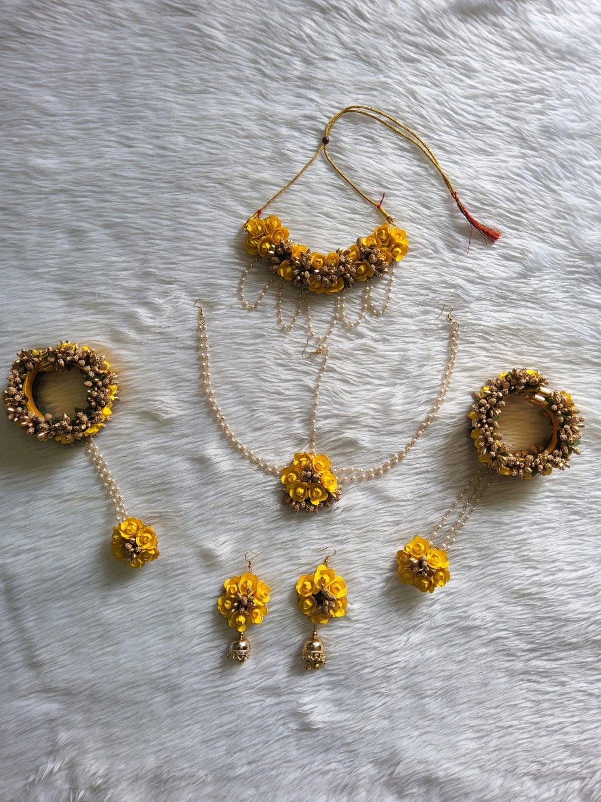 Blooming Creativity Exploring the Art of Yellow Flowers Jewellery for Haldi Ceremonies - Saubhagyavati.in